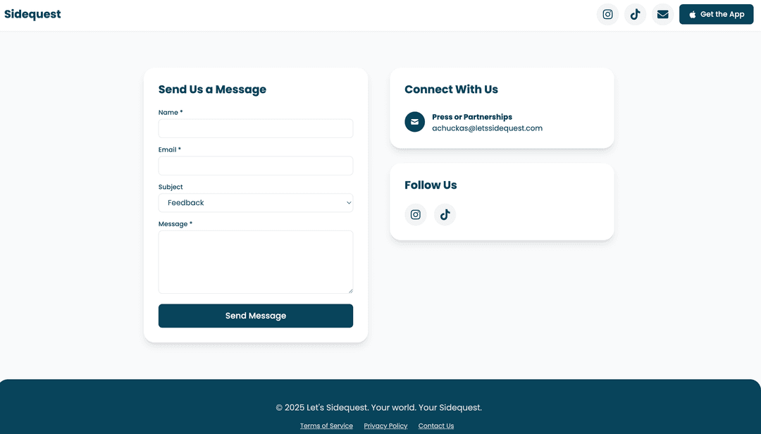 Website contact page