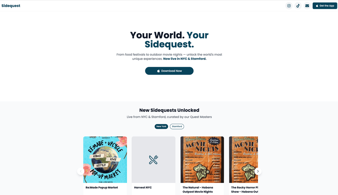 Website landing page